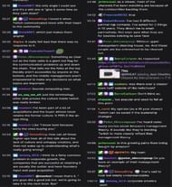 Chat reacting to the streamer's comments (Images via djWHEAT/Twitch)